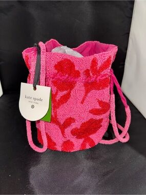 Kate Spade x Target Beaded Classic Rose Bucket Bag -Pink/Red
